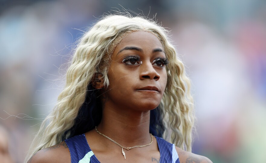 Sha'Carri Richardson, shown here last month, was suspended earlier this year after testing positive for THC.
