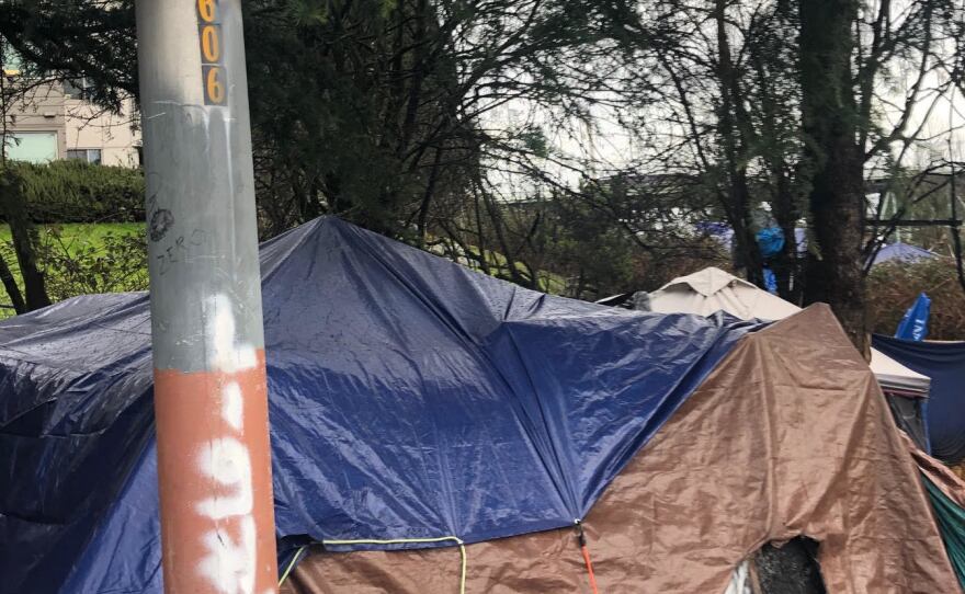 The edge of a major homeless camp close to Seattle's Little Saigon neighborhood.