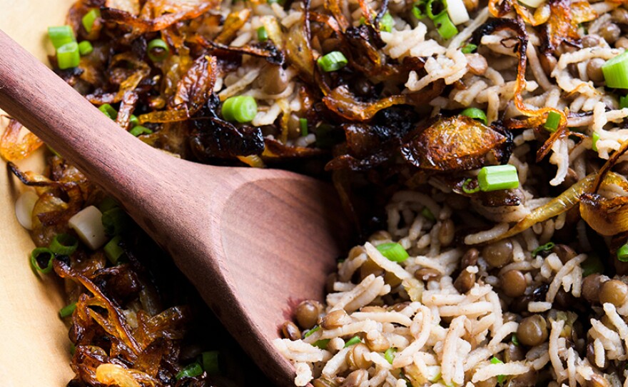 Lebanese Lentils and Rice with Crisped Onions (Mujaddara)