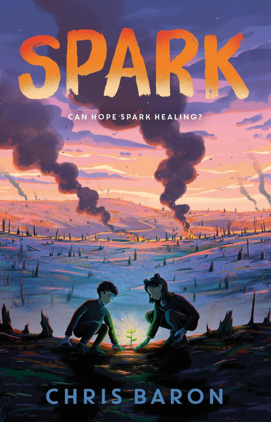 The cover of Chris Baron's middle grade novel-in-verse, "Spark," is shown.