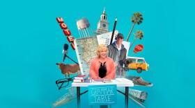 Ellen Jovin travels across the U.S. with her grammar table in the documentary "Rebel with a Clause." (2025)
