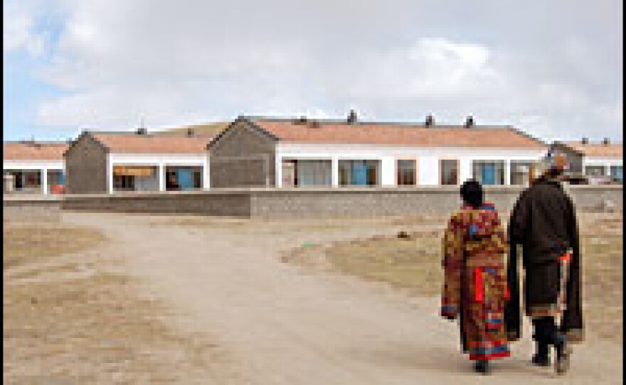 The Chinese government is building new housing developments, such as this one in Madoi, for Tibetan families who have given up herding.