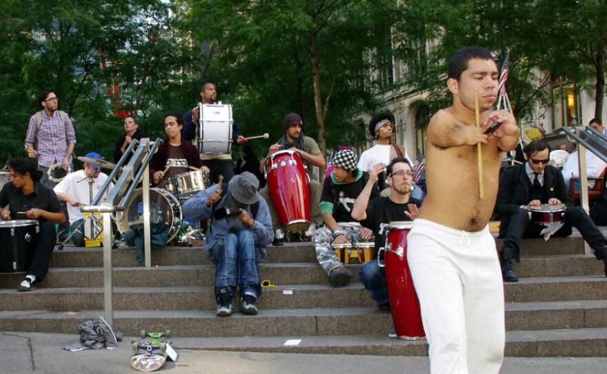<p>Zuccotti Park on Oct. 6. The people making music during the Occupy Wall Street protests are not celebrities.</p>