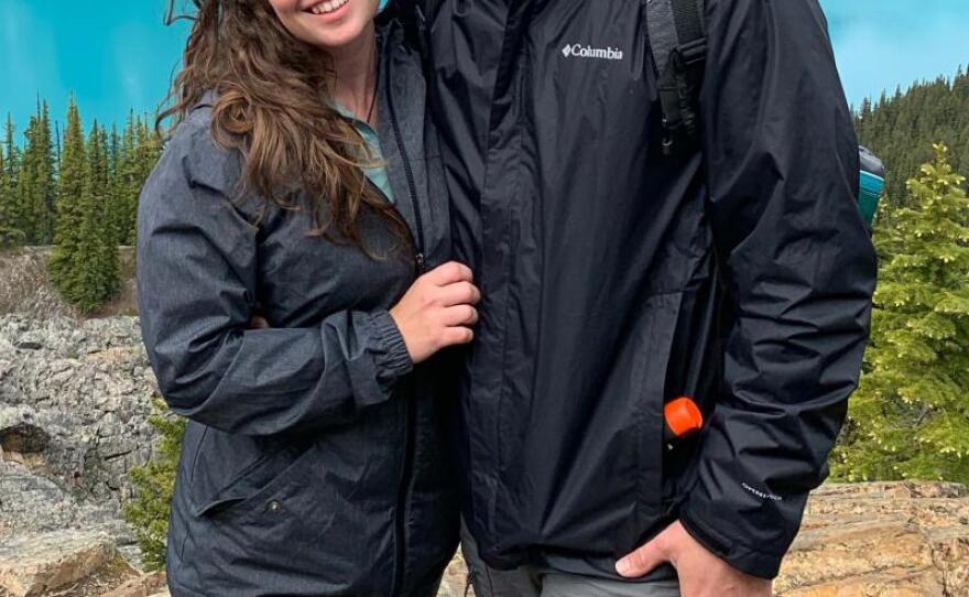 Marine Veteran Forest Hensley poses with his wife at Banff National Park in Canada in this undated photo. The Tampa Veterans Treatment Court allowed the hiking trip because it was in line with Hensley's newly sober lifestyle.