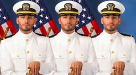 Collage of images of Ammar Campa-Najjar in his military attire.