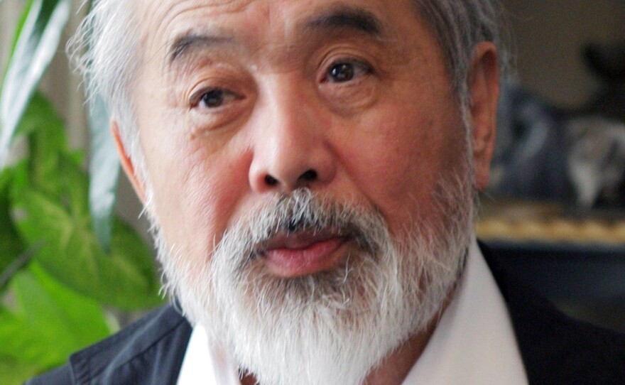 A 2004 photo shows Japanese industrial designer Kenji Ekuan. The creator of a classic soy-sauce bottle and other products died at 85 at a hospital in Tokyo Sunday.