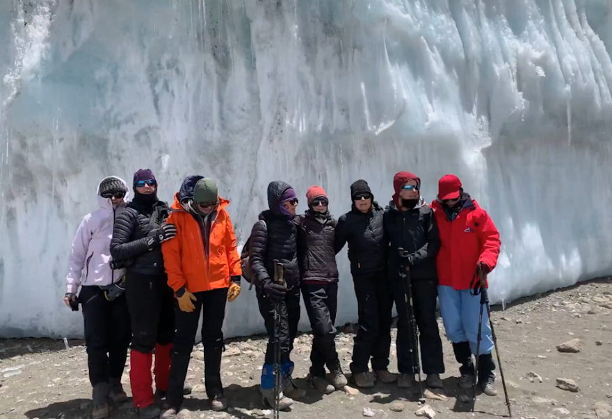 The Kiliqueens at Fertwangler Glacier in Tanzania, February 2023.