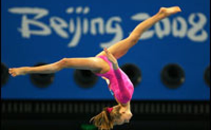 Nastia Liukin of the United States competes on the way to a gold medal in the women's individual all-around gymnastics final at the Olympic Games in Beijing.