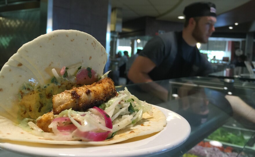 No, really, dogfish makes tasty tacos: These were on the menu at University of Massachusetts, Amherst, this fall.