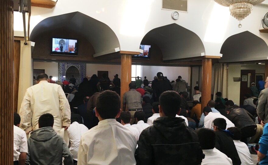 The Islamic Society of Central Jersey was founded more than 40 years ago. Hundreds of people pack into the mosque's sanctuary for afternoon prayers.