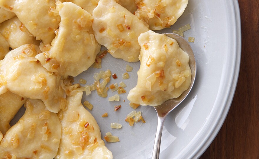 Potato cheddar pierogi.