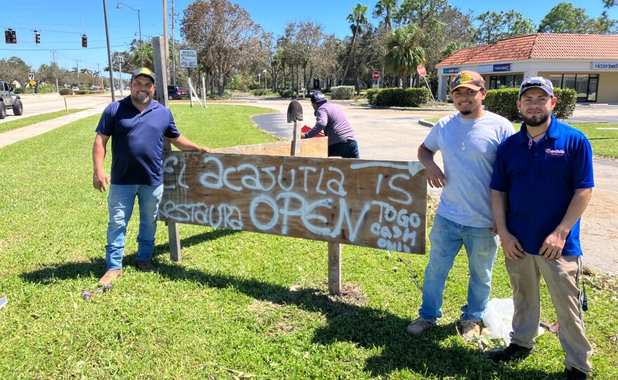 Mario Dominguez, who owns a Salvadoran restaurant, is one of the few eating establishments in Bonita Springs to reopen, thanks to a generator. Sept. 30, 2022.