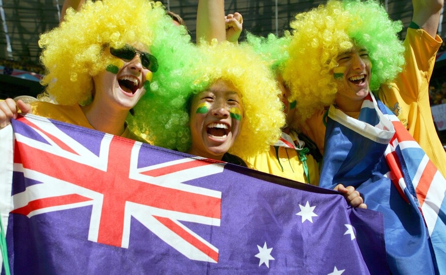 Australian national soccer team supporters at the 2006 World Cup in Munich, Germany.