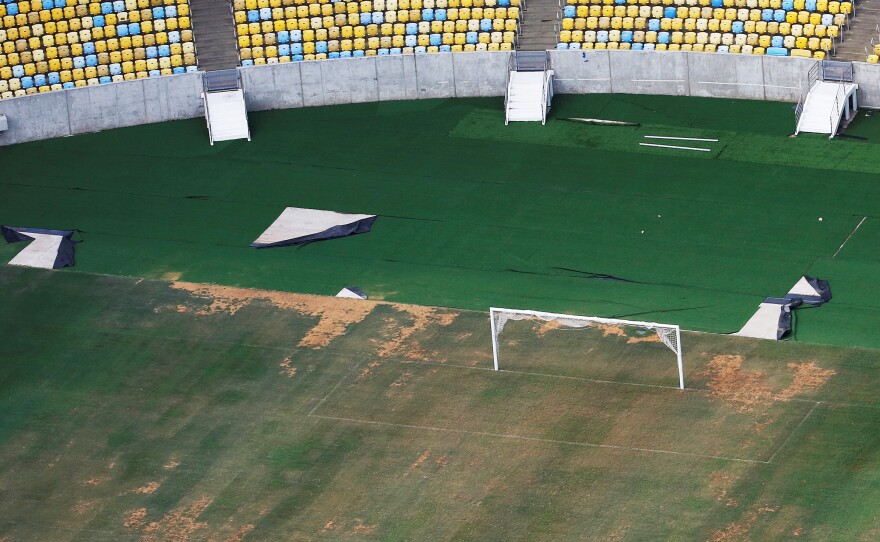 Maracanã Stadium's turf is dry, worn and filled with ruts and holes. Those soccer clubs that call the stadium home plan to meet and discuss how to bring Maracanã up to game-worthy shape. The question is, who will pay for the repairs?
