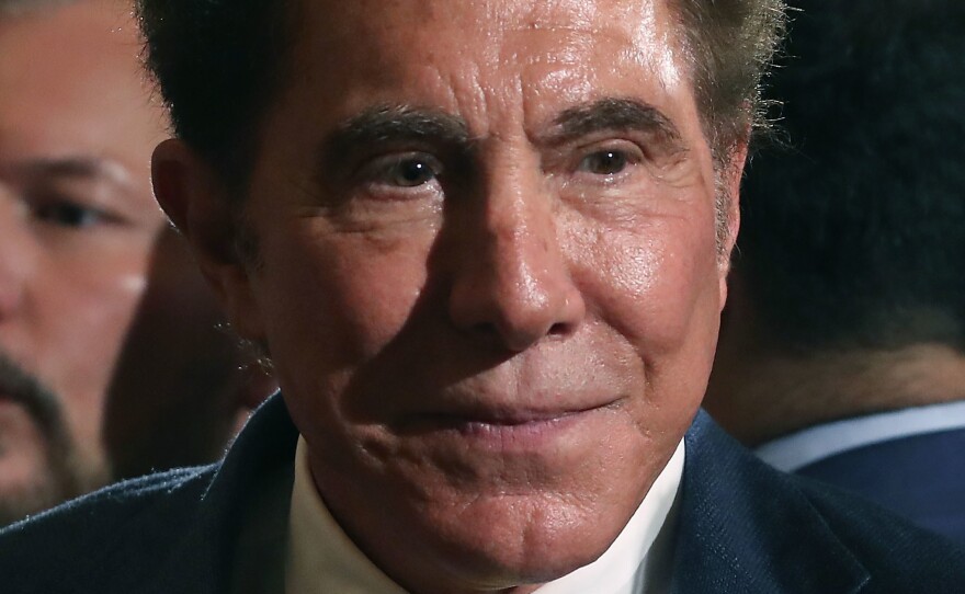 Steve Wynn, CEO of Wynn Resorts, attends a news conference held by President  Trump in the East Room of the White House in July. The president was touting a decision by Apple supplier Foxconn to invest $10 billion to build a factory in Wisconsin that produces LCD panels.