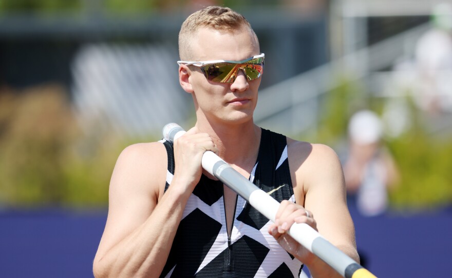 Sam Kendricks competes in the Men's Pole Vault Final at last month's U.S. Olympic Track & Field Team Trials in Eugene, Ore.