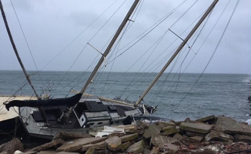 One of several vessels washed ashore on Naval Base Coronado from Zuniga Point is shown in this undated photo.