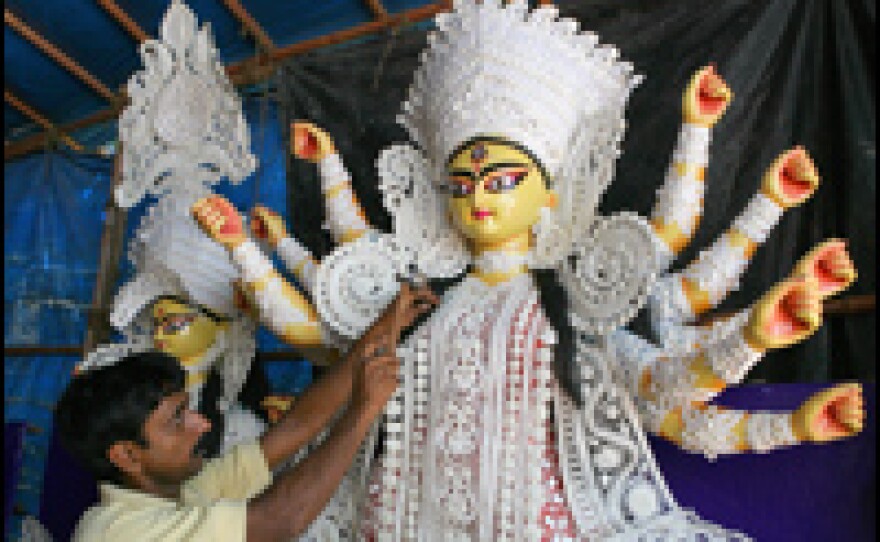 In Hindu mythology, Goddess Durga symbolizes power and the triumph of good over evil. The five-day annual Durga Puja celebration is the biggest holiday for Bengali Indians in Calcutta.
