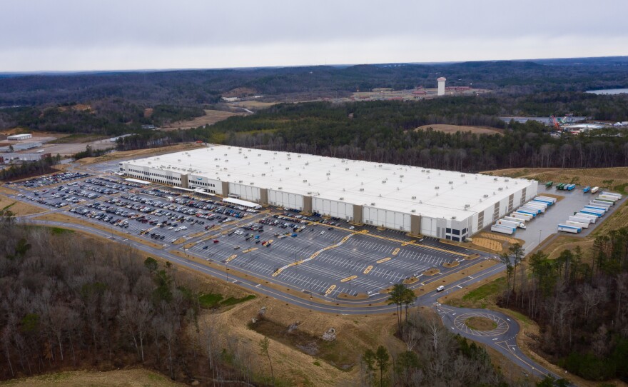 Vote tally begins in a union election at Amazon's warehouse in Bessemer, Ala., pictured here on Feb. 6.
