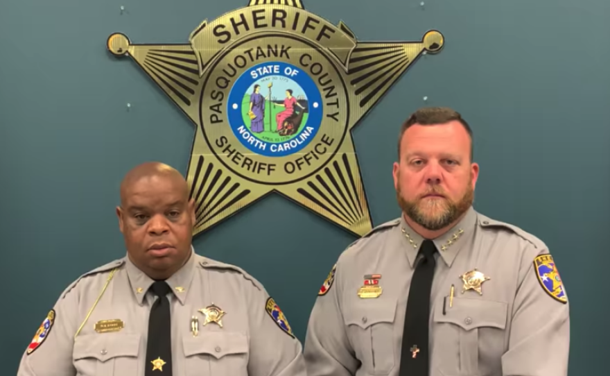Pasquotank County Sheriff Tommy Wooten II (right) and Chief Deputy Daniel Fogg released a statement on Facebook on Saturday afternoon about the body camera footage related to the killing of Andrew Brown Jr.