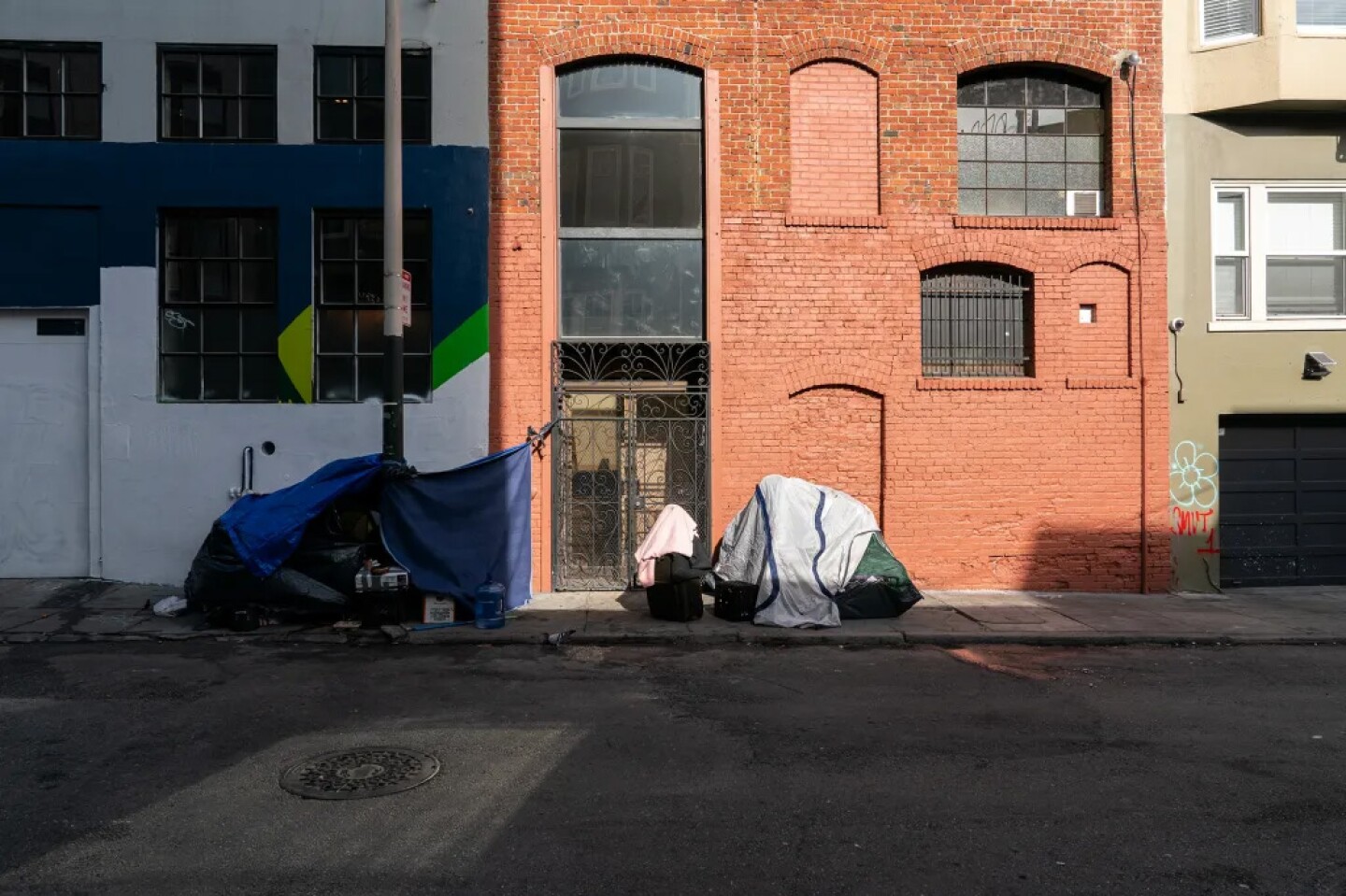 An encampment on Cedar Street in San Francisco on Nov. 19, 2024.