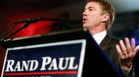 Rand Paul (R), the Republican candidate for the Kentucky U.S. Senate seat, thanks supporters during an election night party on November 2, 2010 in Bowling Green, Kentucky. Paul defeated Democratic candidate Jack Conway to win a U.S. Senate seat.