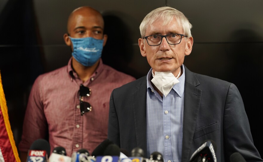 Wisconsin Gov. Tony Evers announced the National Guard will be deployed ahead of a decision whether to charge a police officer who shot Jacob Blake last year. Evers is seen during a press conference in August.