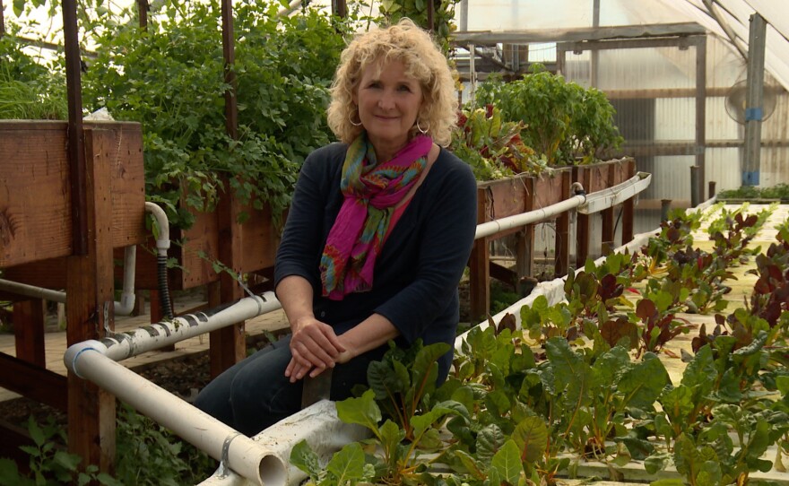 Host Nan Sterman and aquaponic beds.