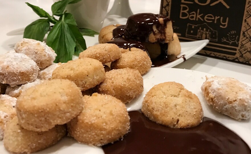 Ignacio Alvarez's Biscochitos with chocolate dipping sauce are flavored with anise.