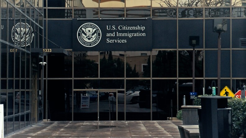 The entrance to the U.S. Citizenship and Immigration Services office in downtown San Diego is shown in this undated photo.
