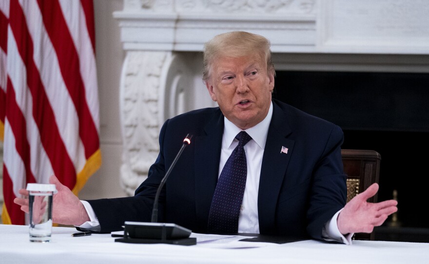 President Trump makes remarks at a roundtable this week with law enforcement officials.