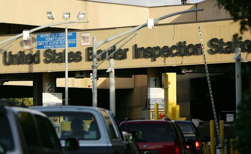 U.S. border inspection station at the San Diego-Mexico border crossing.