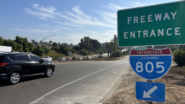 An SUV enters the 43rd Street on-ramps to I-805, Oct. 8, 2024.