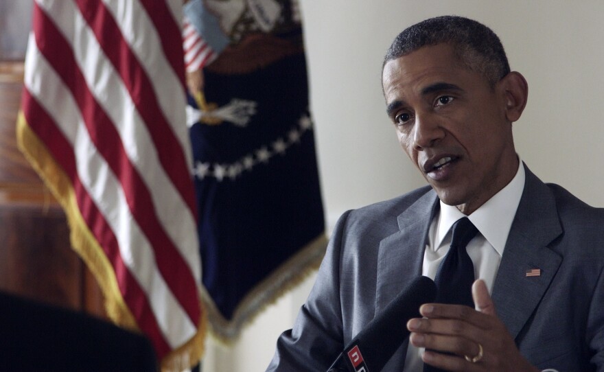 President Obama speaks to NPR's Steve Inskeep at the White House on Monday. The president is pressing hard for a full-fledged nuclear agreement with Iran, part of his outreach to states that previous presidents ostracized for decades.