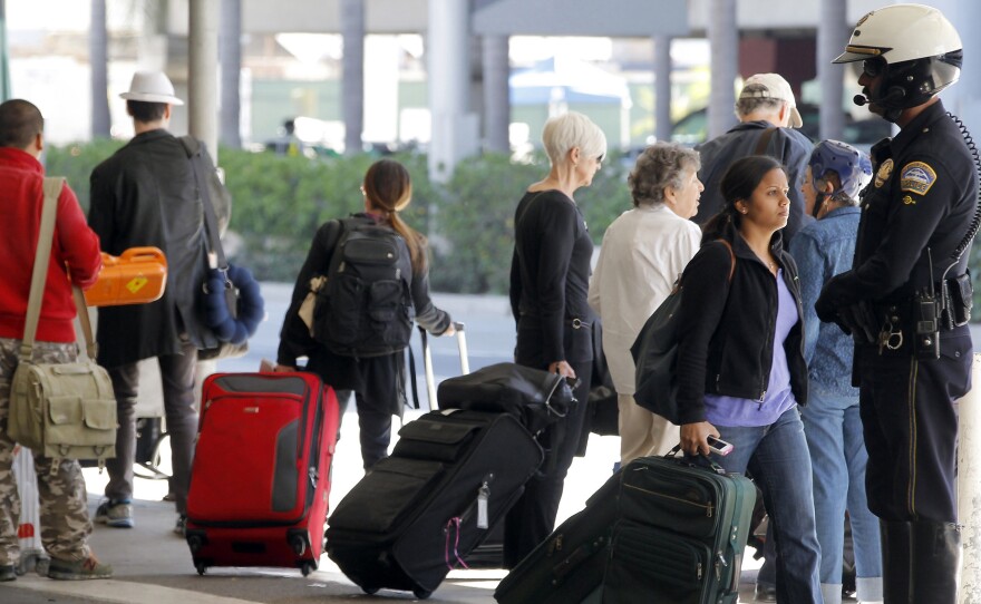 Police at Los Angeles International Airport stepped up patrols this week after two dry ice explosions. There have since been two arrests.