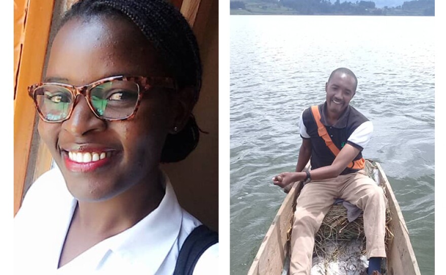 Maria Nakalanda (right), Edward Arineitwe and Charles Batte are Ugandan health care workers who have faced difficulties in getting to and from work after their country's transportation lockdown.