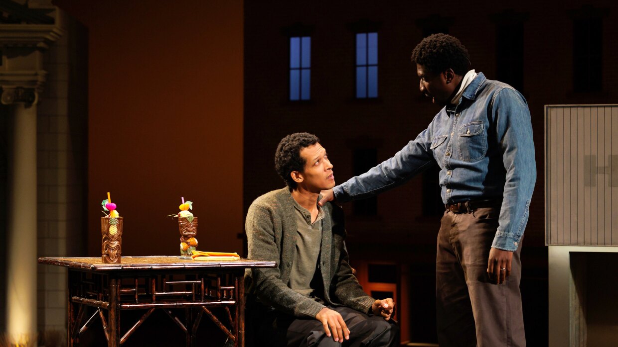 Caleb Eberhardt as “Kenneth” (left) and James Udom as “Bert” are shown in an undated production photo in La Jolla Playhouse’s "Primary Trust."