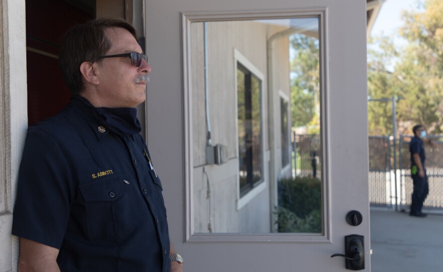 Fire Chief Stephen Abbott is shown outside of Station 4 of the North County Fire Protection District in Fallbrook, Aug. 6, 2020.