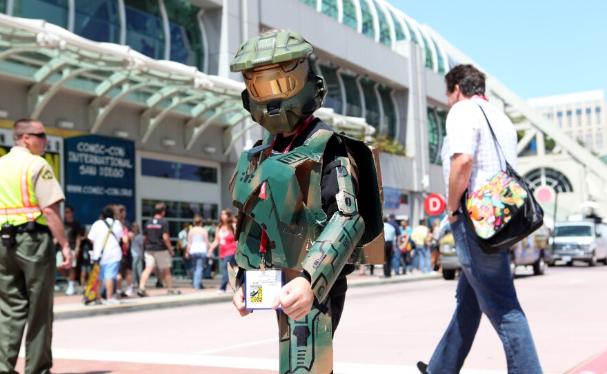 This little guy had a homemade costume (best kind!) - Boba Fett!
