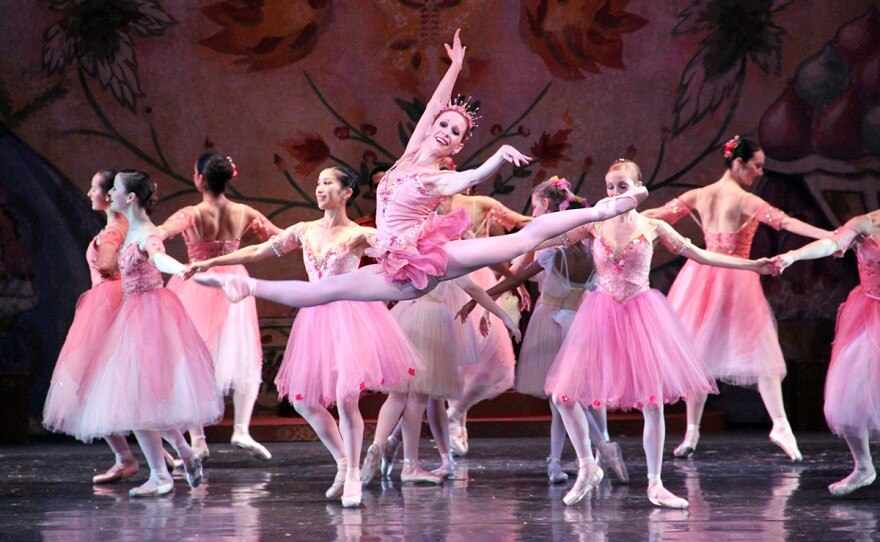 The Sugar Plum Fairy leaps through the Land of the Sweets in City Ballet of San Diego's "The Nutcracker."