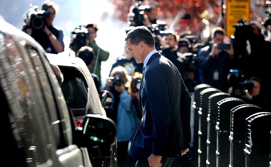 Michael Flynn, former national security adviser to President Donald Trump, leaves the federal courthouse in Washington, D.C., on Dec. 1 after pleading guilty to lying to the FBI.