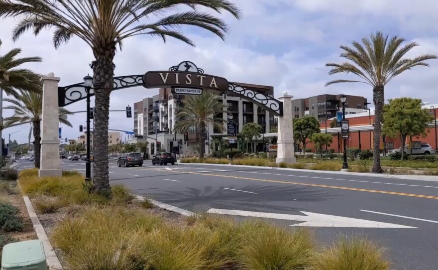A sign for the city of Vista pictured on May, 21, 2021.