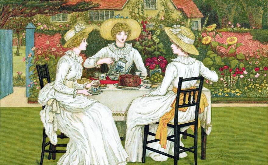 <em>Afternoon Tea</em>, 1886. Chromolithograph after Kate Greenaway. If you're looking for finger sandwiches, dainty desserts and formality, afternoon tea is your cup.