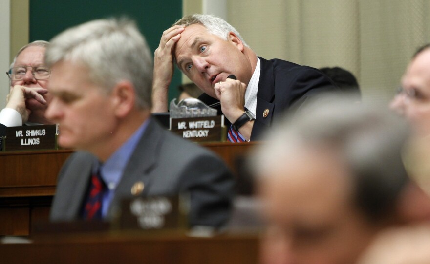 In a hearing Wednesday, Rep. John Shimkus of Illinois questions Health and Human Services Secretary Kathleen Sebelius about which insurance plans offer abortion services.