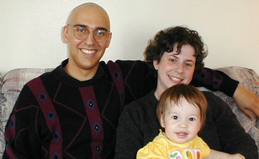 Brian Zikmund-Fisher with his wife, Naomi, and daughter, Eve, in 1999, after he had a bone marrow transplant. He says he made the decision to have the treatment based on factors he couldn't quantify.
