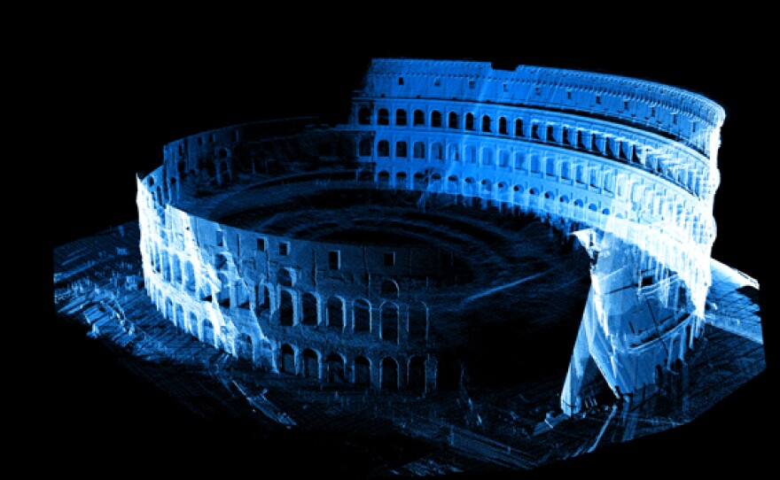 Point Cloud & CGI Image of the Colosseum.