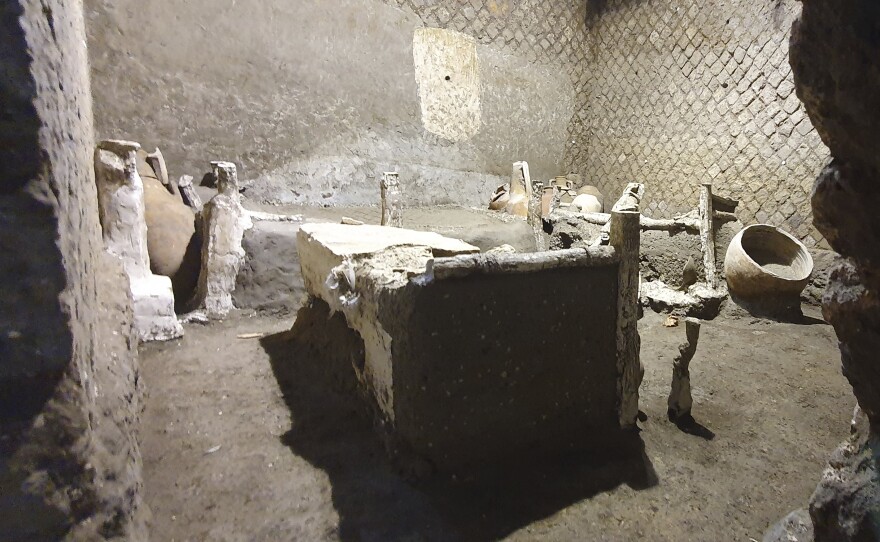 A view of the latest finding in Pompeii, Italy. Italy's culture minister, Dario Franceschini, said the find was "an important discovery that enriches the knowledge of the daily life of ancient Pompeiians, in particular the level of society still little known."