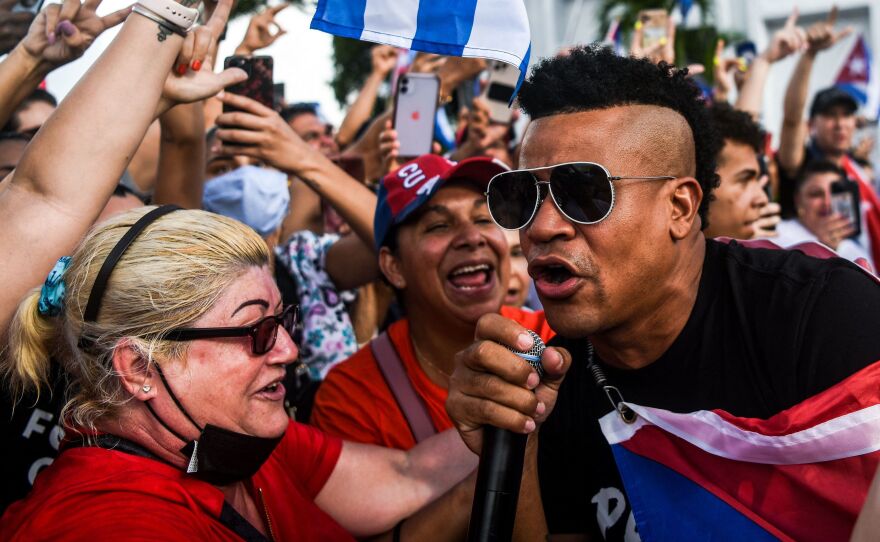 Gente de Zona's "Patria y Vida" (pictured, right: Randy Malcom in Miami) reclaims a slogan made popular at the birth of the Cuban revolution, "Patria or Muerte" (Homeland or Death), 62 years ago.