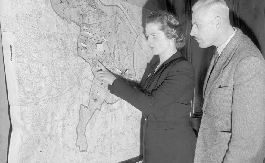 Margaret Roberts, later Thatcher, the youngest candidate in the Conservative Party in 1950, plans her election campaign.