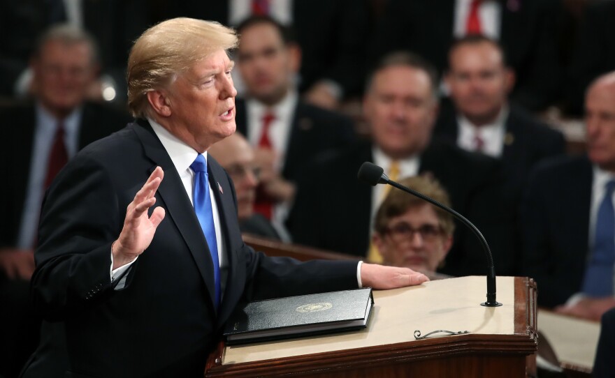 President Trump delivers the State of the Union address in the House chamber of the Capitol on Tuesday.